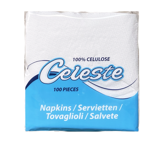 Serviete bele 33x33 1-slojne 100/1, 100% celuloza